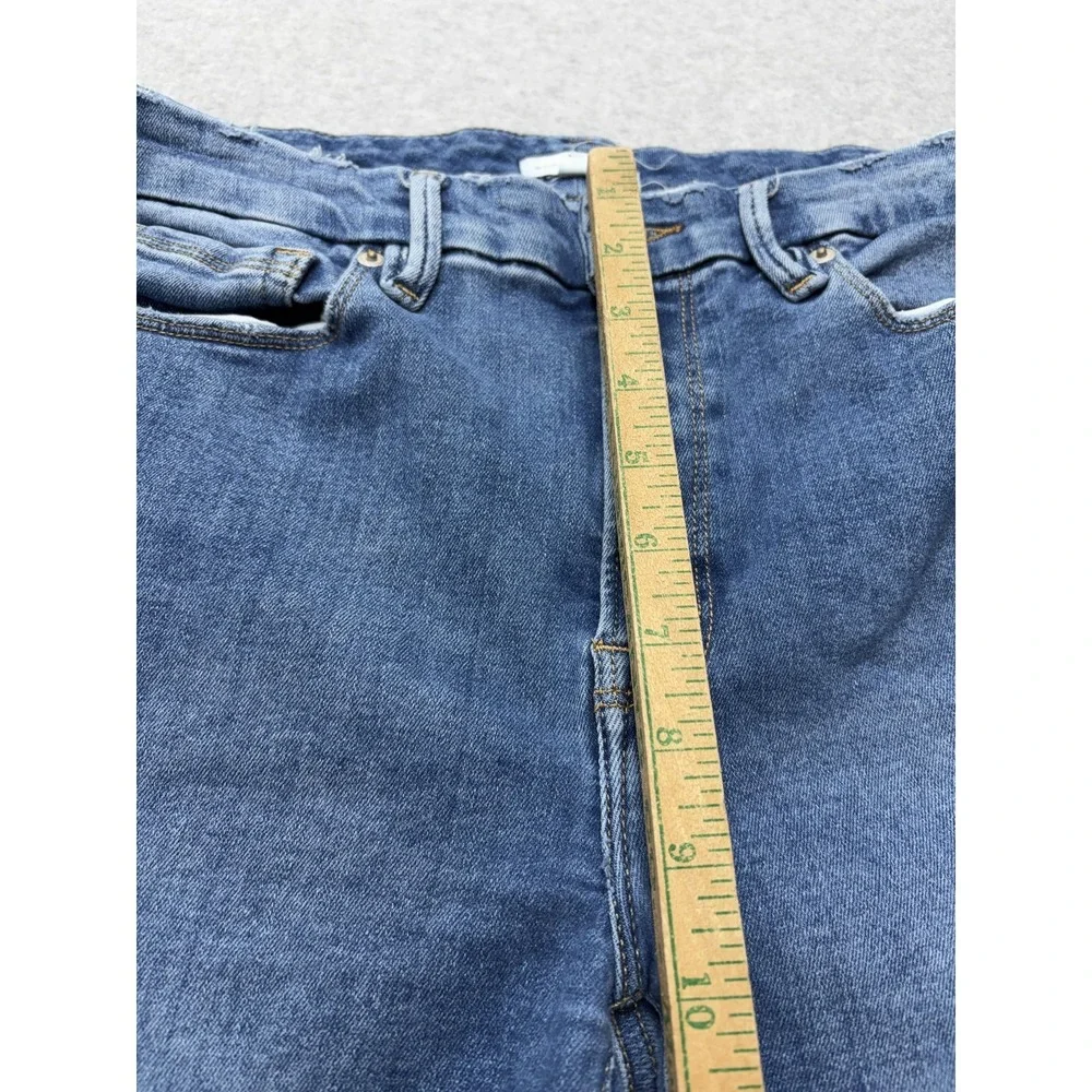 Good American High Rise‎ Straight Jeans Womens 8-12 Blue Medium Wash Stretch